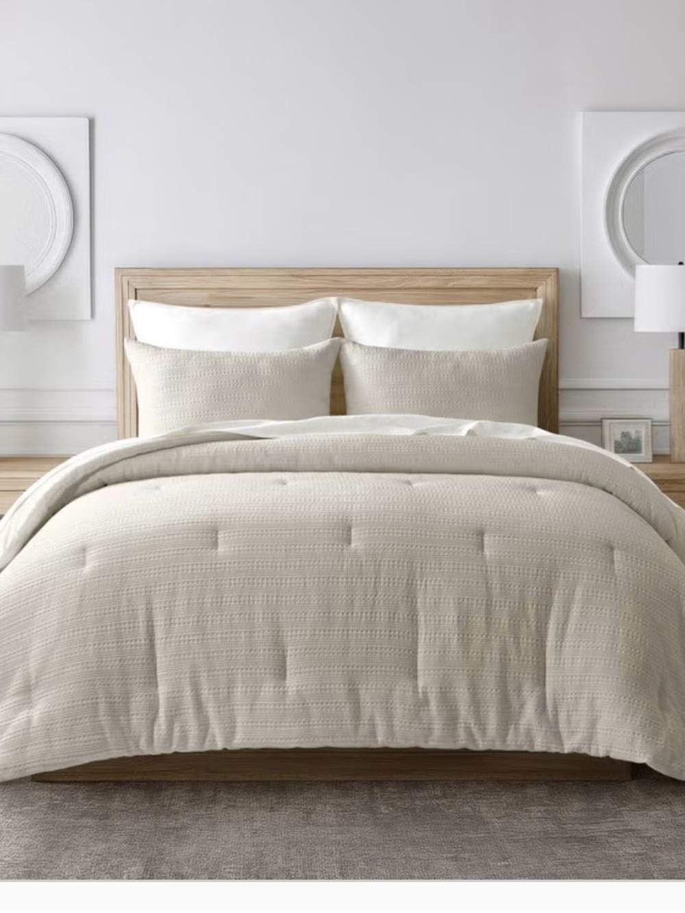 Queen Comforter Set in Cream - 3 Piece